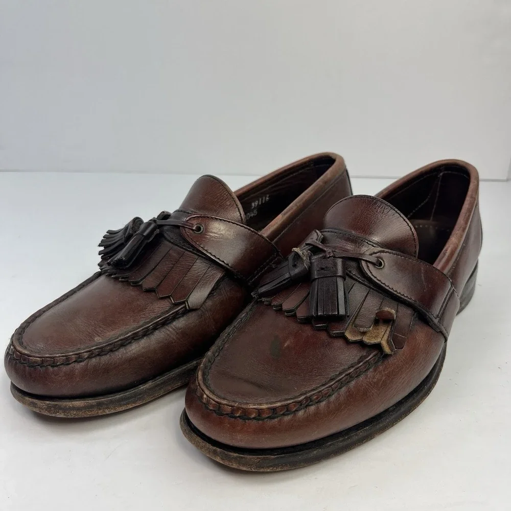 Allen Edmonds Enfield Brown Leather Kiltie Tassel Loafers Slip On Size 8.5D